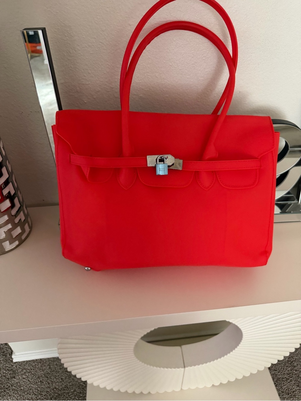 Jelly The Pug Bright Red Structured Satchel